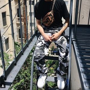 Grey Camo Cargo Pants